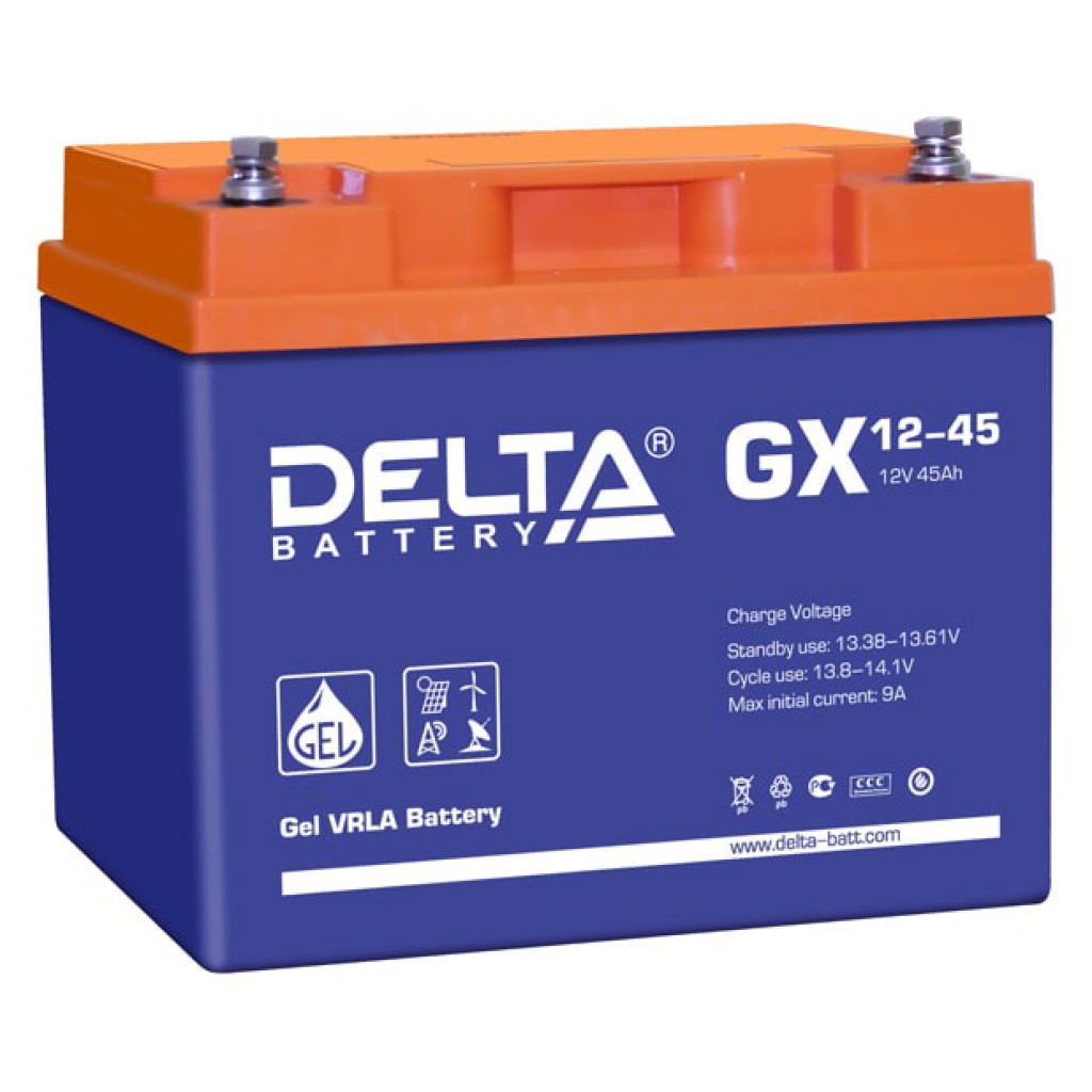 GX 12-45 аккумулятор 45Ач 12В Delta