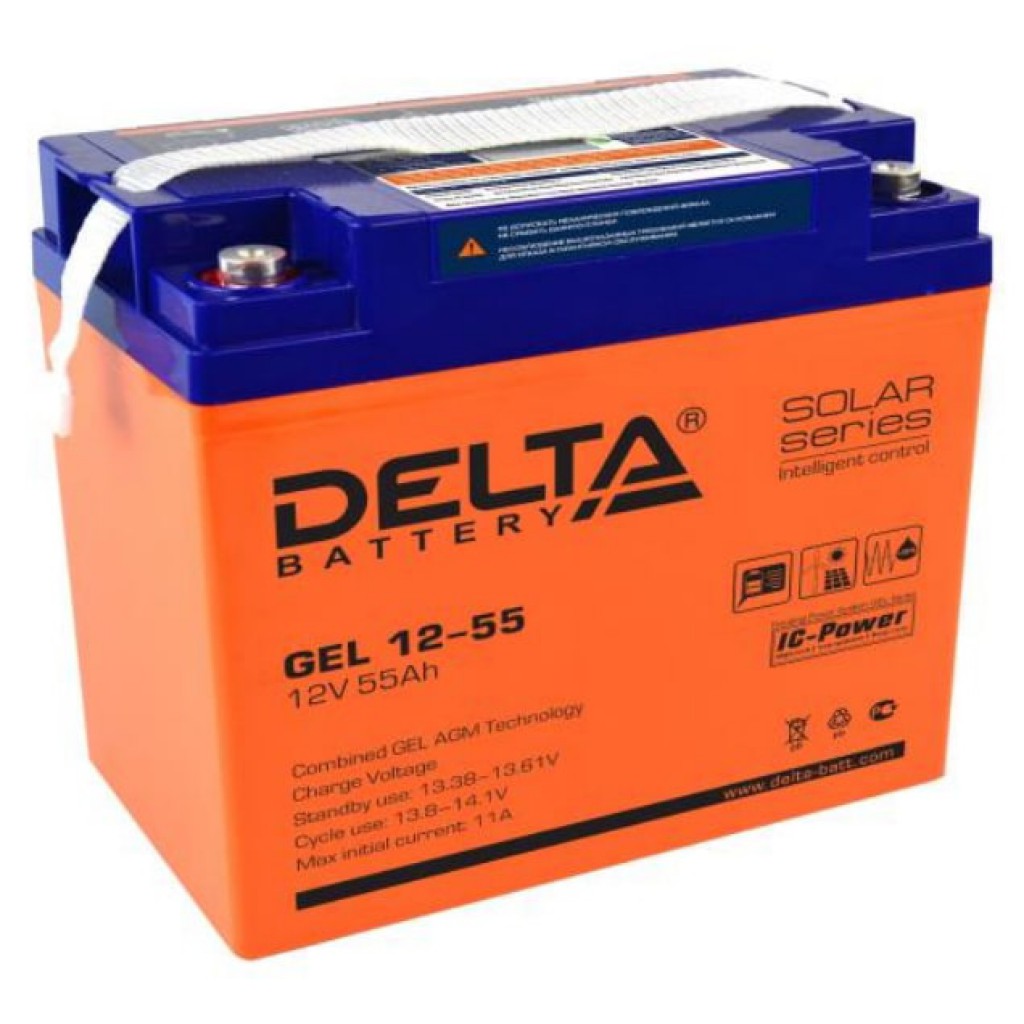 GEL 12-55 аккумулятор 55Ач 12В Delta