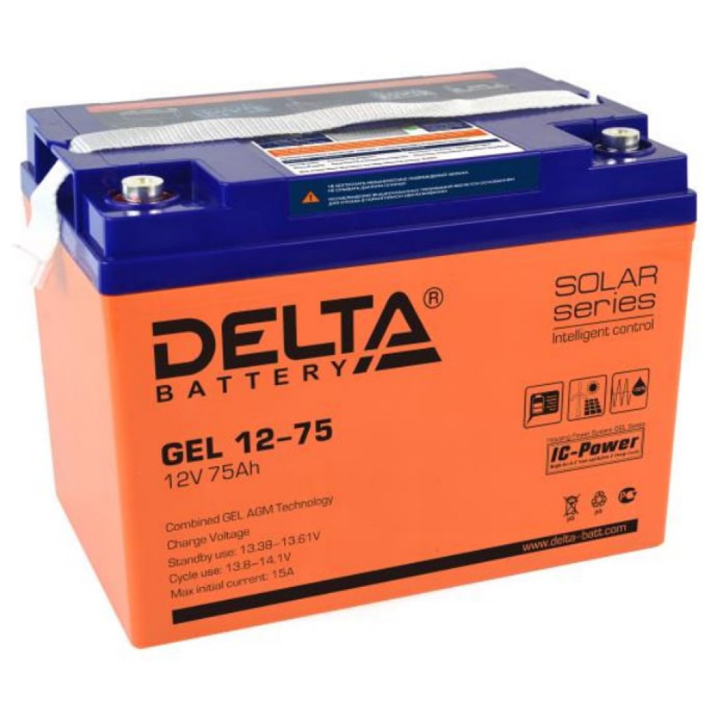 GEL 12-75 аккумулятор 75Ач 12В Delta